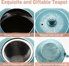 30.4oz Small Cast Iron Teapot, Tea Kettle with Stainless Steel Infuser for Loose Tea, Coated with Enameled Interior, Japanese Style Tetsubin for Stovetop Safe(900ml)