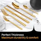 Home Haven Luxury Gold Silverware Set for 8, Heavy Duty Gold Flatware Set for 8, 18/10 Stainless Steel Cutlery Dishwasher Safe, Flatware for Special Occasions, Home & Restaurant Use (48 Pieces for 8)