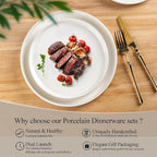 LERATIO Ceramic Dinnerware Sets for 6,Plates and Bowls Sets,Handmade Reactive Glaze Dishes Set,Chip Resistant and Scratch Resistant | Oven&Dishwasher & Microwave Safe- White &Wave(18PCS)