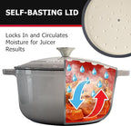 Mueller 6 Quart Enameled Cast Iron Dutch Oven, Heavy-Duty Casserole and Braiser Pan with Lid and Knob, Safe for All Cooktops
