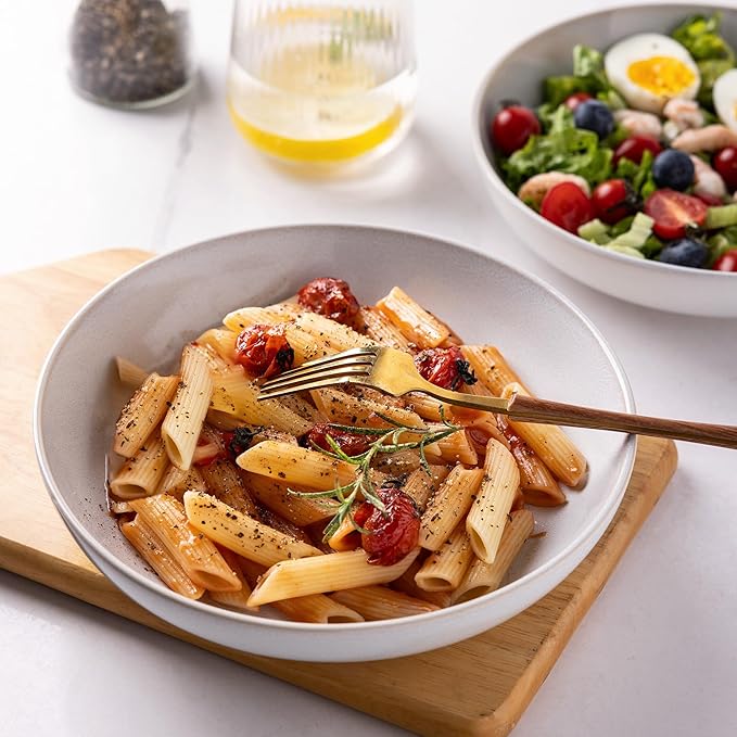 AmorArc 8.5'' Large Pasta Bowls, 36oz Stoneware Pasta Serving Bowls Set of 4 for Kitchen, Wide Bowls for Pasta,Salad,Oatmeal, Microwave Safe, Reactive-Color