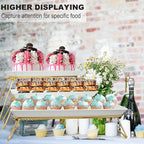 Extra Large 3 Tier Serving Tray Set, 24x22x9.7 inch Cupcake Fruit Cookie Dessert Table Display Stands Melamine Tiered Platters Food Trays for Party Buffet Entertaining, Gold