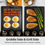 Utheer Nonstick Reversible Aluminum Ceramic Griddle 16.3" x 13", 50% Lighter 2-in-1 Flat & Ribbed Grill Griddle, Warp-Resistant, PFAS-Free,100% Recyclable Stovetop Griddle for Gas,Charcoal,Outdoor BBQ
