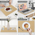 Croissant Brown Placemats Set of 6, Cotton Ribbed Tabletop, Non-Slip Wrinkle Free Kitchen Table Mats for Dining Table, 13x19 Inch