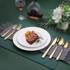 Gold Silverware Set, OGORI 30-Piece Gold Forged Stainless Steel Flatware Set with Square Handle, Service of 6