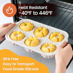 CAKETIME Mini Fluted Tube Pan with Metal Reinforced Frame, 6-Cavity Silicone Nonstick Small Cake Molds 2Pcs for Chocoflan, Donuts, Cornbread, Brownies, Jellies BPA Free