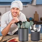 Utensil Holder,Extra Large Utensil Holder for Kitchen Counter, Silverware Organizer, Stainless Steel Storage Cooking Caddy Flatware Spoon Spatula Tool Cutlery Container(2 Set)