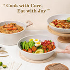 12 Pcs Pots and Pans Set Non Stick, Cookware Sets White Granite Induction Cookware, Non-toxic Healthy Nonstick Kitchen Cooking Set with Frying Pans Set, Saucepans (PFAS/PFOA/PFOS Free)