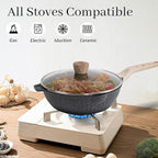 Pots and Pans Set Non Stick, 13Pcs Kitchen Cookware Sets, Granite Stone Induction Cookware Non Stick Cooking Set w/Frying Pans, Saucepans, Sauté Pan (PFOA Free), Black