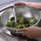 Bokon 3 Pcs Stainless Steel Colander Set Colander Bowl and Sieves 1/3/5 Quart Metal Mesh Strainer Net Basket with Handles Food Spaghetti Strainer for Kitchen Draining Pasta Rinsing(Silver)