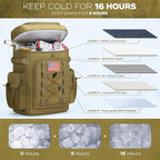 Maelstrom Backpack Cooler,Soft Lightweight Leakproof Tactical Cooler Backpack,35 Can Insulated Cooler Bag,Keeps 35 Cans Hot/Cold for Up to 16 Hours,Waterproof Lunch Bag for Men Women-Khaki