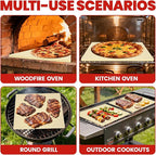 GOOD GAIN Pizza Stone for Oven Grill - Cordierite Baking Stone for Bread, Pies | 15'' x 12'' Rectangular Oven Stones for Cooking | Indoor,Outdoor | Durable, Heat Shock Resistant (Beige)