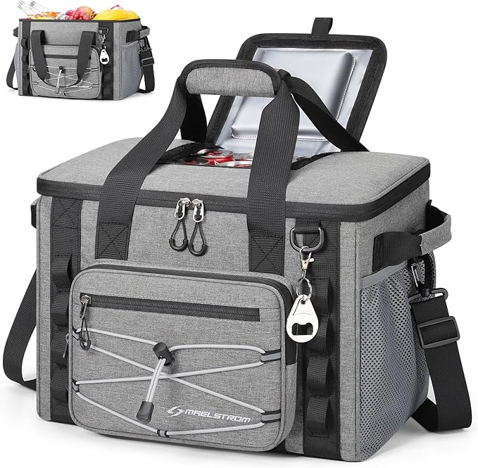 Maelstrom Soft Sided Cooler Bag, 30/40 Can Collapsible Insulated Ice Chest, Large Leakproof Camping & Travel Cooler for Kayaking & Beach