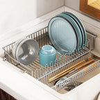 304 Stainless Steel Extendable Drainage Basket - Perfect for Fruit, Vegetables, and Dishes - Corrosion-Resistant, Space-Saving, and Versatile