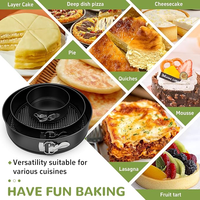 Springform Pan Set of 3 Pcs (4"/7"/9"), Non-stick Cheesecake Pans with Removable Bottom, Round Spring Form Cake Pans Set for Cheesecake, Cheese Cake Pans For Baking