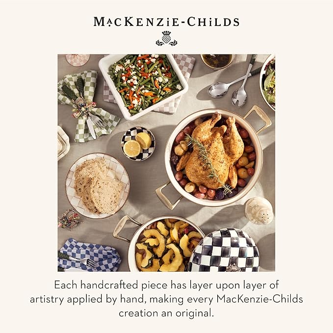 MACKENZIE-CHILDS Enamel Square Baking Pan for Oven, Square Oven Pan, 8", Brown-and-White Mocha Check