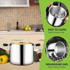 E-far 10 Quart Stock Pot, Tri-ply Stainless Steel Stockpot with Lid for Cooking Stewing Simmering Soup, Stay-Cool Handles & Heavy Duty, Compatible with Induction Gas Electric, Dishwasher Safe