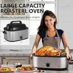 SUNVIVIPRO Roaster Oven 28 Quart, Electric Turkey Roaster with Self-Basting Lid, Removable Pan & Rack, Variable Temp Control, Stainless Steel Silver
