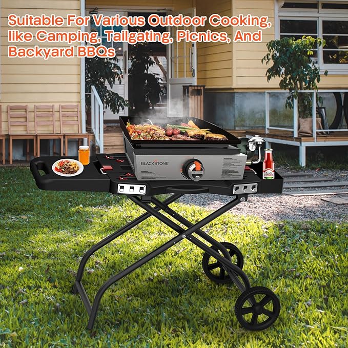 Outdoor Grill Stand for Weber Q1200, Q1000, Q2200, Q2400, Portable Grill Cart for Blackstone 17"& 22" Table Top Griddles, for Weber Grill,Griddle Stand for Blackstone,for Travel and Camping