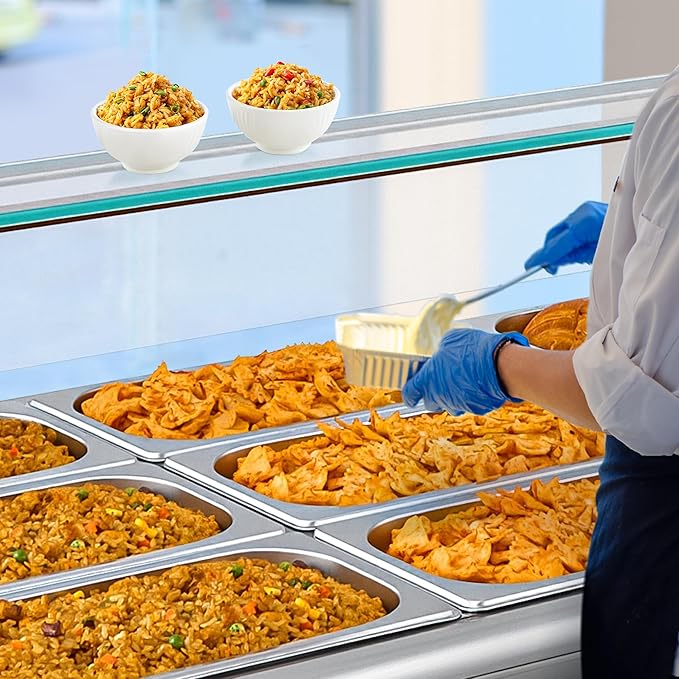 WILPREP 12-Pan Commercial Food Warmer with Sneeze Guard, Twelve 1/3 Pans, 1500W Countertop Electric Steam Table, 86-185°F Adjustable Temp Control, Stainless Steel Buffet Bain Marie