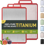 Titanium Cutting Boards for Kitchen Chopping Board with Handle Large Big Small Kitchen Meat Butcher Block 2 in 1 Pure Titanium and Wheat Straw PP Not Wood Bamboo Plastic Silicone Teak Red/Beige
