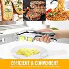 Garlic Press and Slicer 3 In 1, Food Grade Stainless Steel Garlic Mincer Chopper Crusher Garlic Press Kitchen Tool with Garlic Peeler Skin Remover and Clean Brush