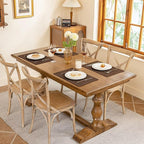 Blue Forest Placemats Set of 4, Dual-Layered Thickened Faux Linen Cloth Place Mats Heat Resistant Machine Washable Wrinkle Free Table Mats Indoor/Outdoor (Brown)