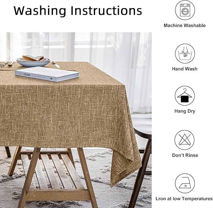 Waterproof Cotton Linen Tablecloths Square Dining Table Cloth, Wipe Clean Indoor & Outdoor Table Cover for Buffet Party and Banquets, Wrinkle Resistant（54"x54"） Coffee