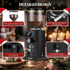 Huanyu Professional Coffee Grinder with 74mm Flat Burr 53ounce Bean Hopper 15 Infinite Grinding Settings Electric Coffee Grinder with Touching Screen Black