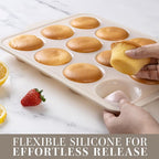 COOK WITH COLOR 17 Pc. Silicone Baking Pan Set - Non-Stick & Easy Clean Silicone Muffin Pans for Baking with Sturdy Metal Frame for Stability, Flexible Cake Molds, Includes Measuring Cups and Spoons