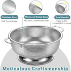 Pleafind 18/8 Stainless Steel Colander for Kitchen - 5 qt and 3 qt, Micro-Perforated Metal Colander Strainer with Handle, Solid Base Pasta Strainer, Rust-Resistant & Dishwasher Safe
