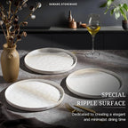 HaWare Stoneware Dinner Plates Set of 6, 10" Heavy Duty Ceramic Plate, Reactive Glaze Ripple Dinnerware for Home Restaurant, Chip and Scratch Resistant, Microwave and Dishwasher Safe, Speckled White