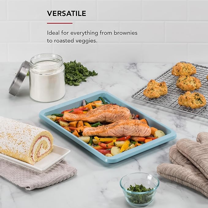 KitchenAid 9x13in Nonstick Aluminized Steel Baking Sheet, Mineral Water