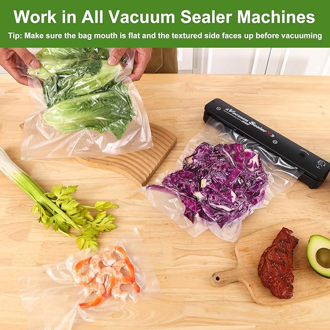 [2025 Upgraded]Moretoes Vacuum Sealer Bags, 30 Gallon 11"x 16"and 70 Quart 8"x 12"and 50Pint 6"x 10"Food Saver Bags BPA Free, Pre-cut Commercial Grade Vac Bags for Food Storage, Meal Prep or Sous Vide