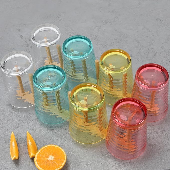 BPA-Free Plastic Tumblers 8 Pack (8x16oz) | Reusable Dishwasher Safe | Stackable Shatterproof Cups | Plastic Drinkware & Drinking Tumblers for Restaurant, Home, Party