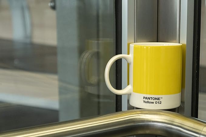 Pantone by Copenhagen Design - Large ceramic coffee mug with handle - Colorful Porcelain coffee mug/cup, 12 oz Yellow 012