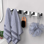 VAEHOLD Hat and Coat Wall Mount Rack - Hooks for Robes, Bags, Keys, and Towels - Bathroom Towel Hanger Organizer (Polished Chrome, “T“ Shape 5 Hooks 2 Pack)