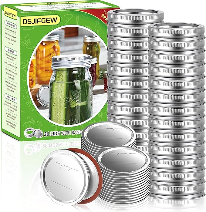 52Pcs Premium Canning Lids, Rings for Regular Mouth Mason Jars - Food Grade Split-Type Metal Canning Kerr Jar Ball Lids