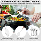 HaWare Kitchen Utensils, 14 PCS Silicone Cooking Utensils Set, Heat Resistant Kitchen Utensils for Non-stick Cookware, Kitchen Gadgets Tools with Spoons, Spatulas, Whisk, Dishwasher Safe (White)