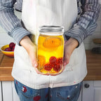 Amzcku 32oz Vintage Mason Jars with Lids, Wide Mouth Quart Canning Jar 12 Pack