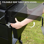 Brand-Man Propane Gas and Charcoal Grill Combo,Grill and Griddle Combo Dual Fuel BBQ Grill with Dual Lids for Outdoor Barbecue, Black