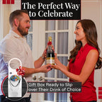 Millefiori Glass Champagne Stopper – With an Airtight Seal Protects Sparkling Wine, Prosecco, and Cava CO2 & Taste – Hanging Box for Champagne Gifts by Evan James Designs (Blue & Red)