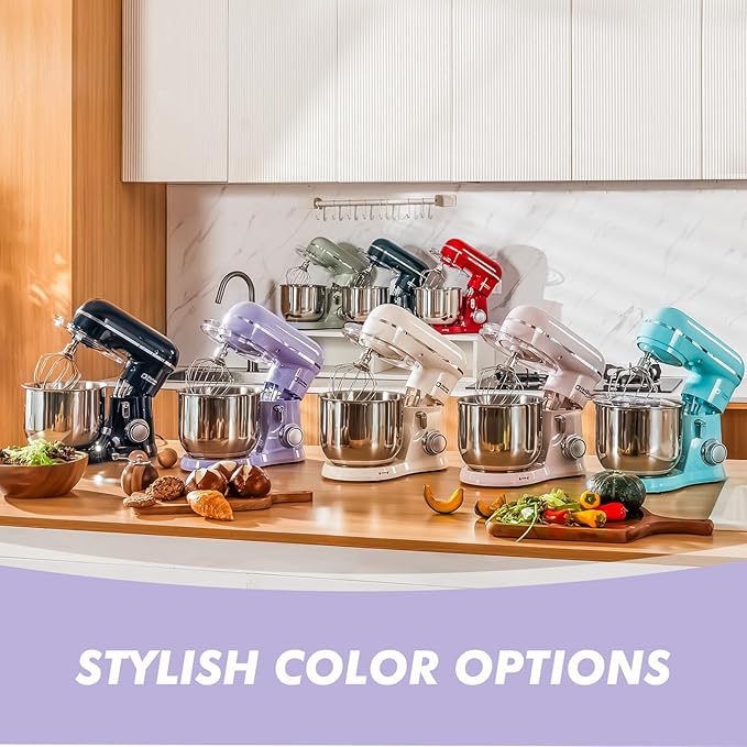 Kitchen in the Box Stand Mixer, 3.5 QT Small Kitchen Electric Stand Mixers, 10-Speed Portable Lightweight Dough Mixer for Daily Use with Egg Whisk, Dough Hook, Beater (Lavender Purple)