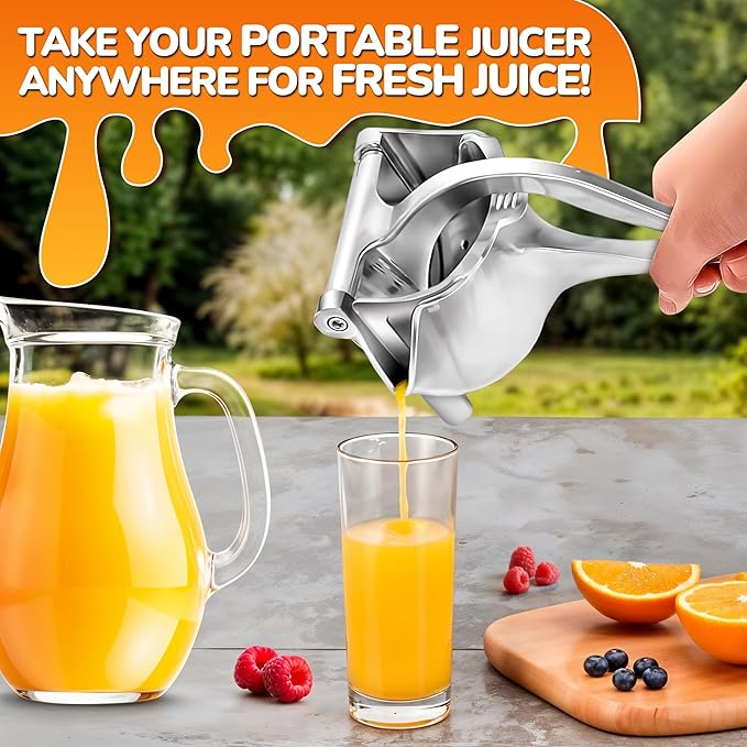 Aluminum Alloy Fresh Fruit Juice Extractor - Juice Squeezer Handheld, Ergonomic Grip, Easy to Use, 9.8" Length Hand Juicer Squeezer with 0.6L Capacity, Efficient Extraction of Citrus, and Other Fruits