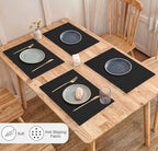 Ruvanti Linen Placemats Set of 6-13x19 Inch, Classic Hemstitch, Heat ‎Resistant Machine Washable Place Mats, Soft & Elegant- Perfect for Christmas, ‎Thanksgiving, Easter, Weddings, Dinner - Black