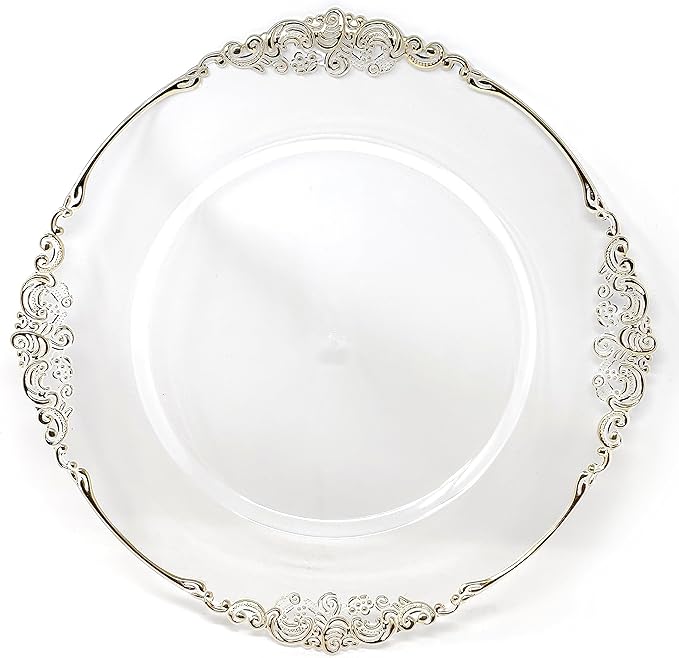 allgala Heavy Quality Round Charger Plates - Clear Chargers for Dinner Plates - Set of Charger Plates for Table Decor - Ideal for Weddings, Thanksgiving Parties & Holidays - Clear (13-Inch 6-Pack)