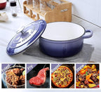 Enameled Cast Iron Duch Oven, 5.5 Quart Round Dutch Ovens Pot with Lid, Dual Handle for Bread Baking, Purple