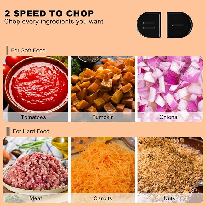 Vayepro 24 Cup Large Capacity Electric mixers, Electric Food Blenders with Stainless Steel Bowl, 2 Speed, 4 Bi-Level Bladesand Spatula, 6L 800W Food Processors for Meat, Onion, Vegetables, Fruits