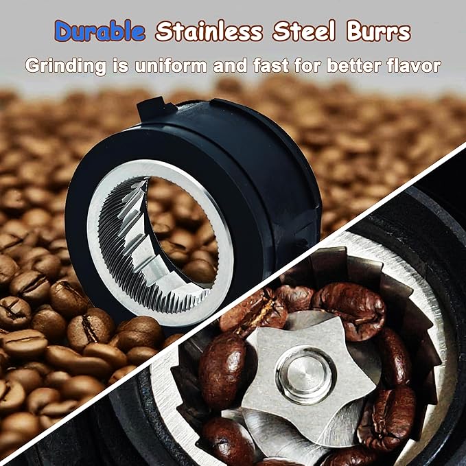 Electric Conical Burr Coffee Bean Grinder with 25 Precise Settings, Touchscreen Adjustable Electric Burr Mill with LED Screen & Anti-static Device, Organ-Style Powder Blower