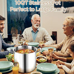 LIANYU 10 Quart Pot with Lid, 10QT Tri-Ply Heavy Duty Stock Pot, 18/10 Stainless Steel Stockpot, Canning Pasta Cooking Stockpot for Induction, Gas&Electric Cooktops, Visible Lid